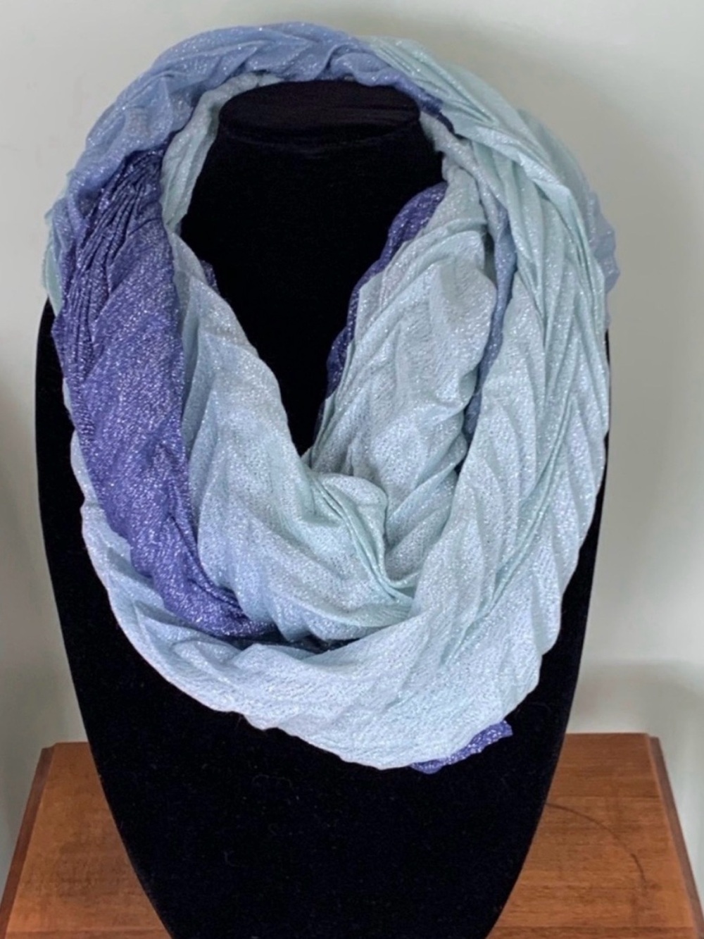 Shimmery Ombre Infinity Scarf in Blue & Light Teal